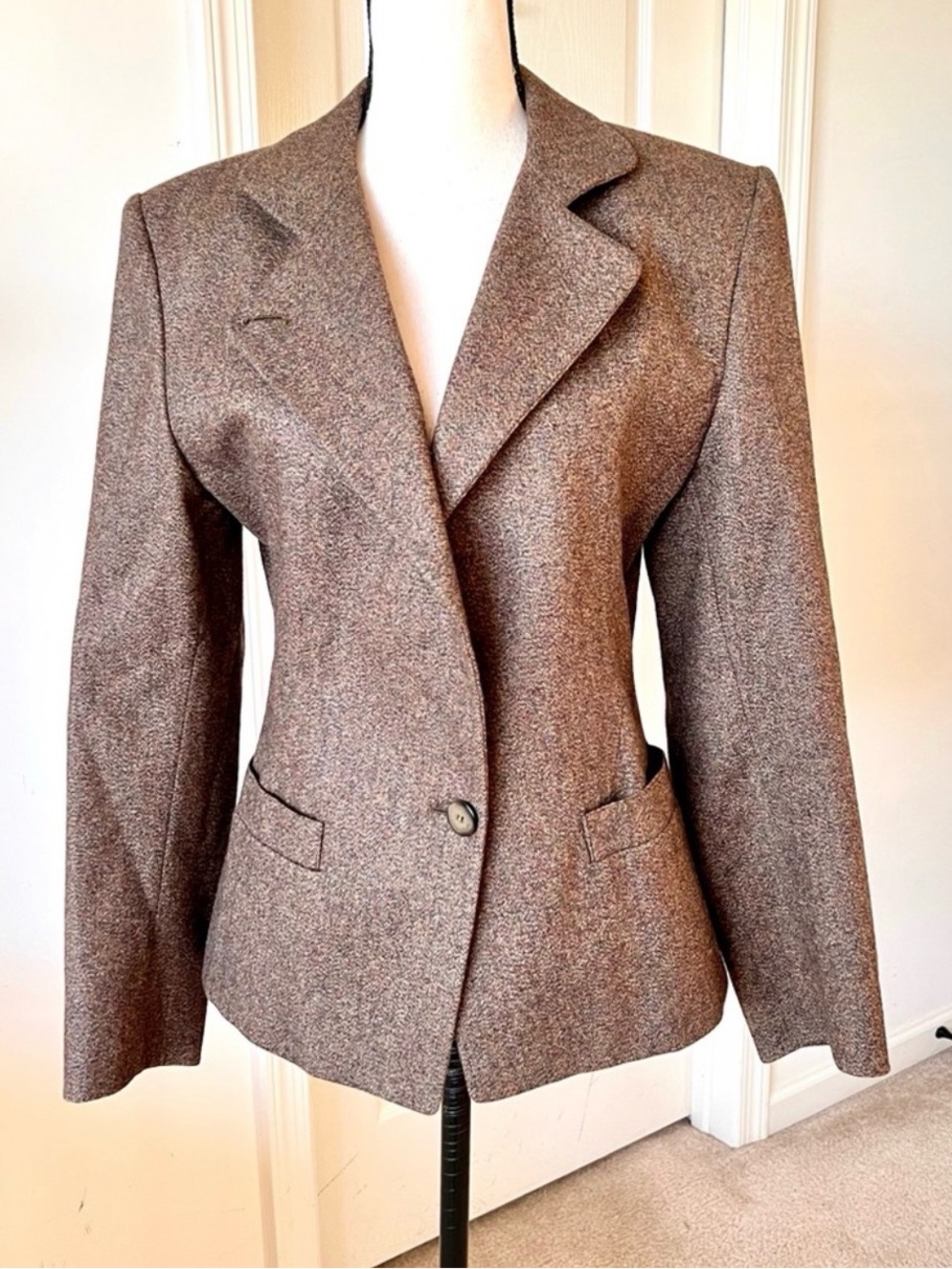 LINDA ALLARD for Ellen Tracy 100% Wool Single Button Blazer—SZ. 4